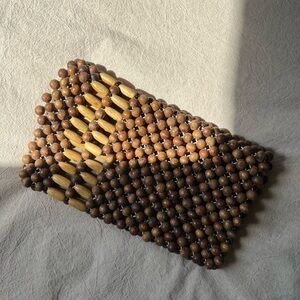 Wooden beaded handbag clutch